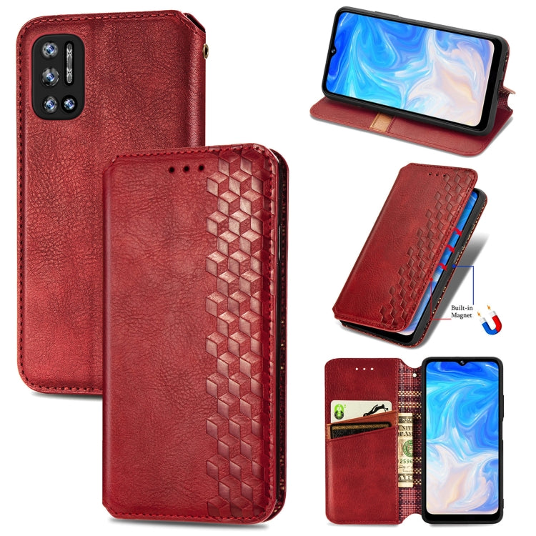 For Doogee N40 Pro Cubic Grid Pressed Horizontal Flip Magnetic Leather Case with Holder & Card Slots & Wallet
