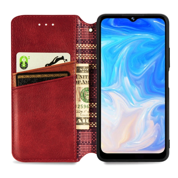 For Doogee N40 Pro Cubic Grid Pressed Horizontal Flip Magnetic Leather Case with Holder & Card Slots & Wallet