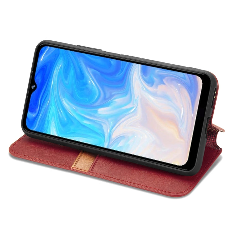 For Doogee N40 Pro Cubic Grid Pressed Horizontal Flip Magnetic Leather Case with Holder & Card Slots & Wallet