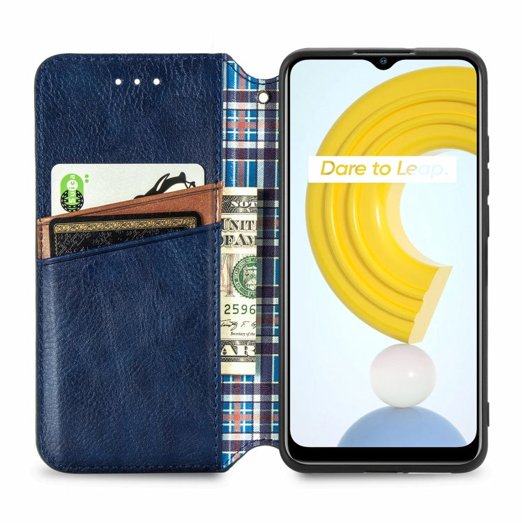 For OPPO Realme C21Y Cubic Grid Pressed Horizontal Flip Magnetic Leather Case with Holder & Card Slots & Wallet