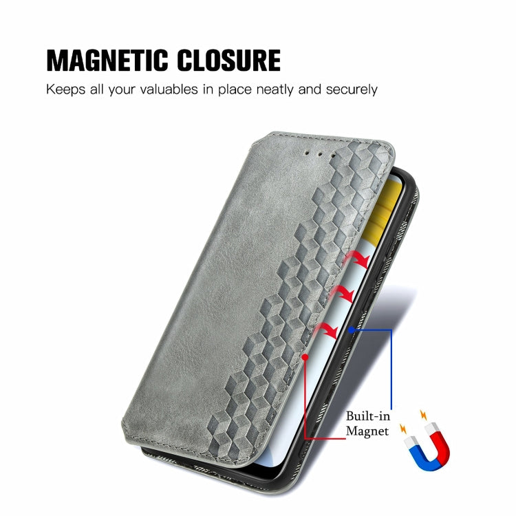 For OPPO Realme C21Y Cubic Grid Pressed Horizontal Flip Magnetic Leather Case with Holder & Card Slots & Wallet
