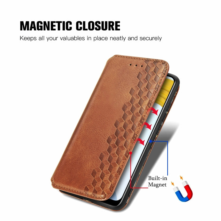 For OPPO Realme C21Y Cubic Grid Pressed Horizontal Flip Magnetic Leather Case with Holder & Card Slots & Wallet