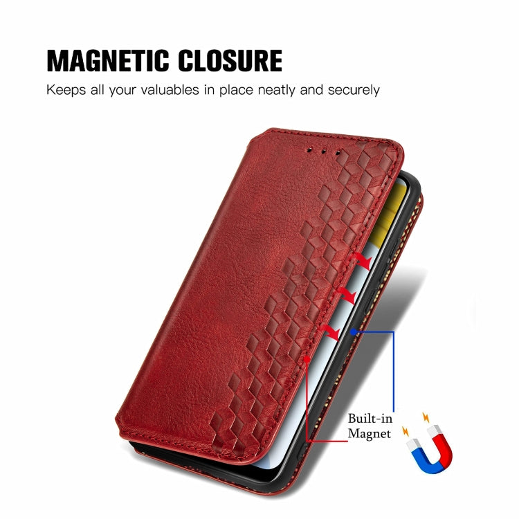 For OPPO Realme C21Y Cubic Grid Pressed Horizontal Flip Magnetic Leather Case with Holder & Card Slots & Wallet