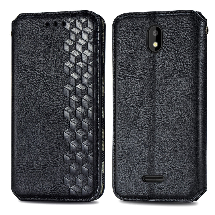 For Vodafone Smart E11 Cubic Grid Pressed Horizontal Flip Magnetic Leather Case with Holder & Card Slots & Wallet