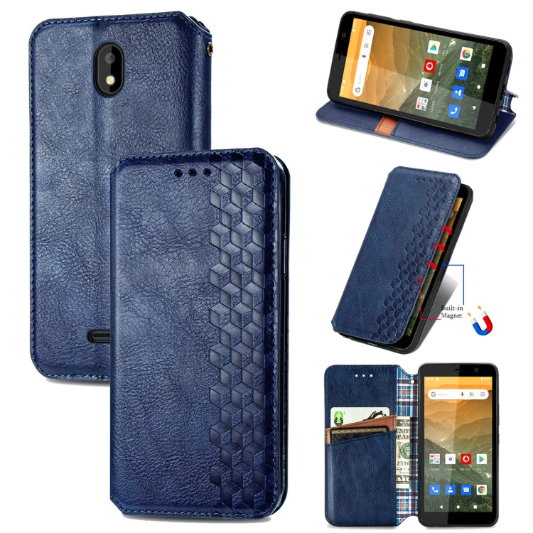 For Vodafone Smart E11 Cubic Grid Pressed Horizontal Flip Magnetic Leather Case with Holder & Card Slots & Wallet