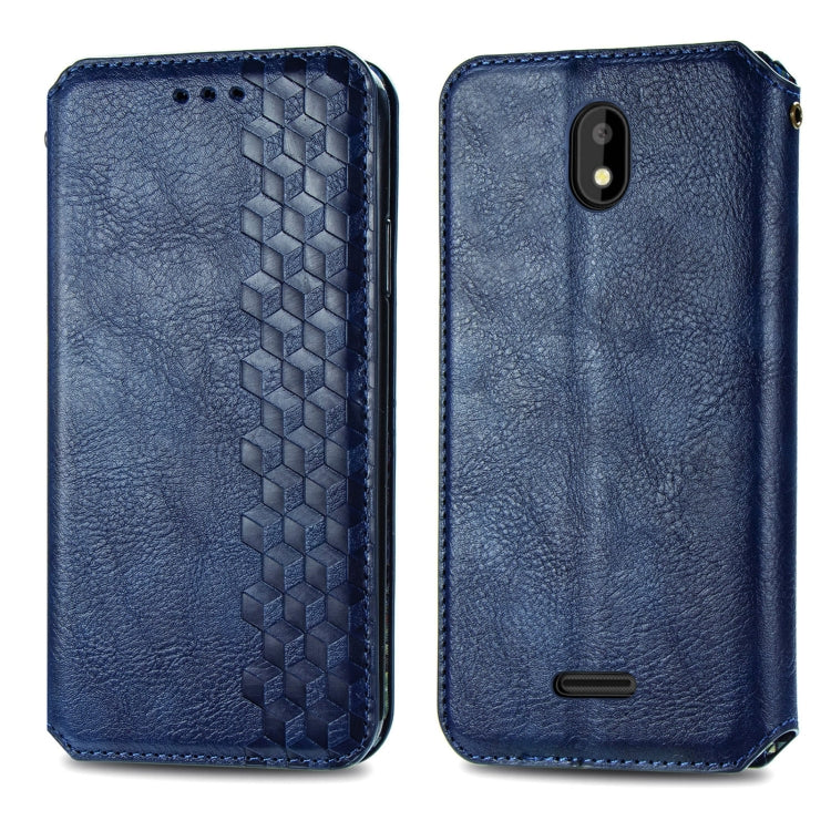 For Vodafone Smart E11 Cubic Grid Pressed Horizontal Flip Magnetic Leather Case with Holder & Card Slots & Wallet