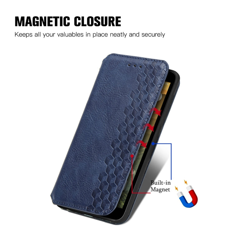 For Vodafone Smart E11 Cubic Grid Pressed Horizontal Flip Magnetic Leather Case with Holder & Card Slots & Wallet