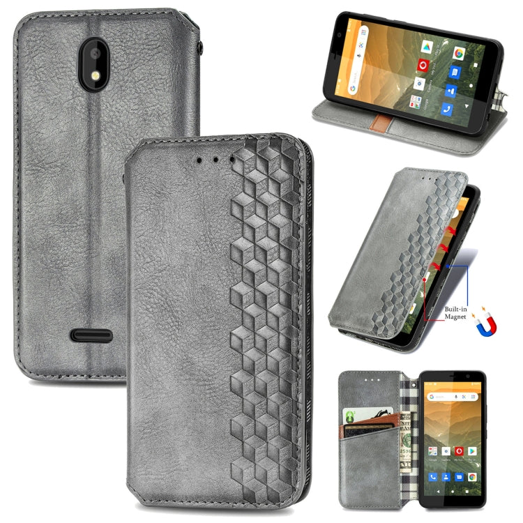 For Vodafone Smart E11 Cubic Grid Pressed Horizontal Flip Magnetic Leather Case with Holder & Card Slots & Wallet