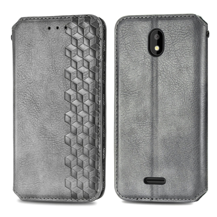 For Vodafone Smart E11 Cubic Grid Pressed Horizontal Flip Magnetic Leather Case with Holder & Card Slots & Wallet