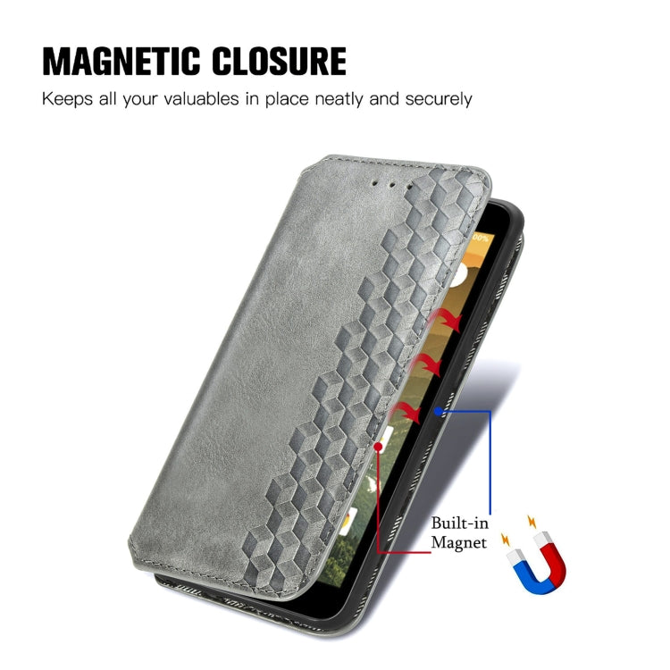 For Vodafone Smart E11 Cubic Grid Pressed Horizontal Flip Magnetic Leather Case with Holder & Card Slots & Wallet