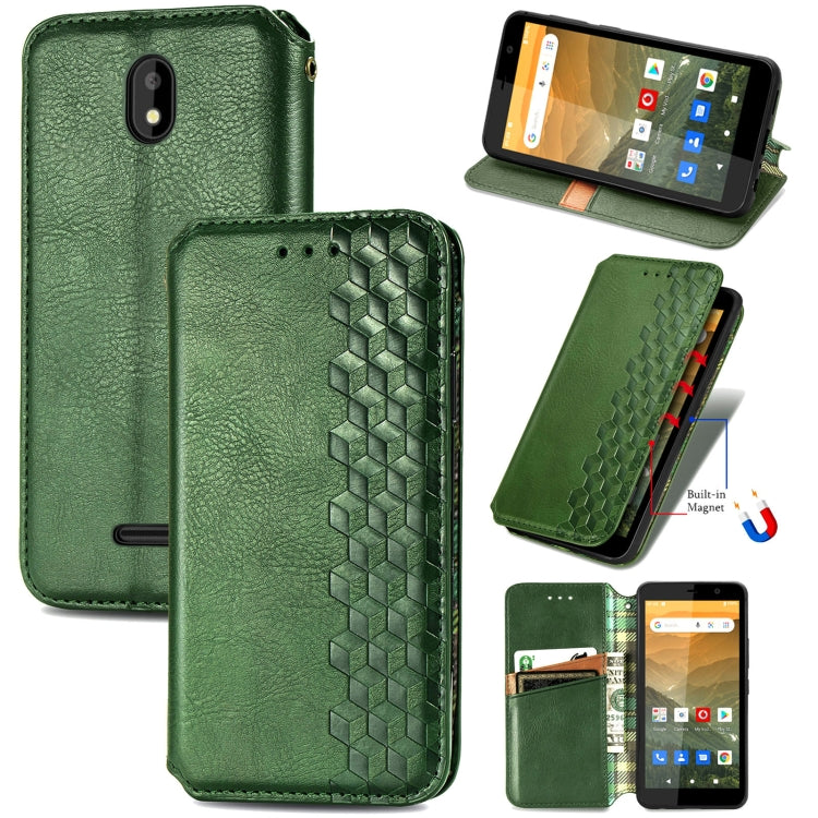 For Vodafone Smart E11 Cubic Grid Pressed Horizontal Flip Magnetic Leather Case with Holder & Card Slots & Wallet
