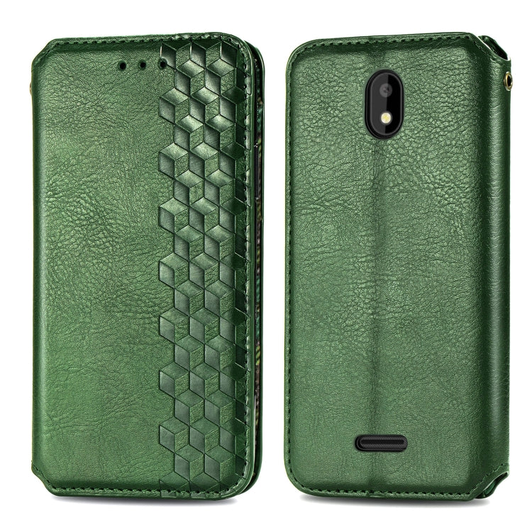 For Vodafone Smart E11 Cubic Grid Pressed Horizontal Flip Magnetic Leather Case with Holder & Card Slots & Wallet