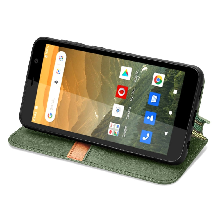 For Vodafone Smart E11 Cubic Grid Pressed Horizontal Flip Magnetic Leather Case with Holder & Card Slots & Wallet