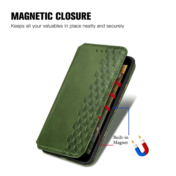 For Vodafone Smart E11 Cubic Grid Pressed Horizontal Flip Magnetic Leather Case with Holder & Card Slots & Wallet