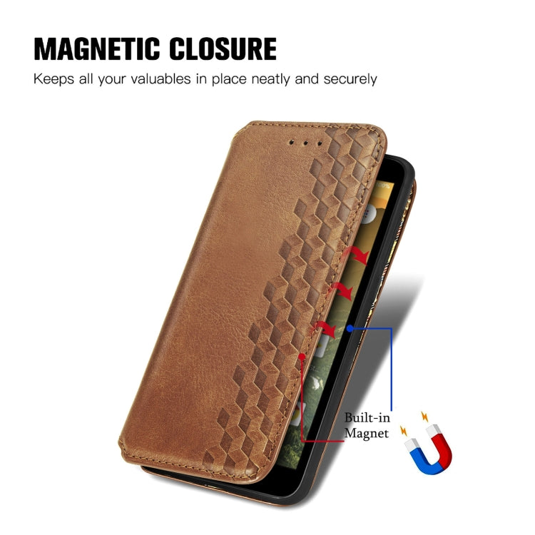 For Vodafone Smart E11 Cubic Grid Pressed Horizontal Flip Magnetic Leather Case with Holder & Card Slots & Wallet