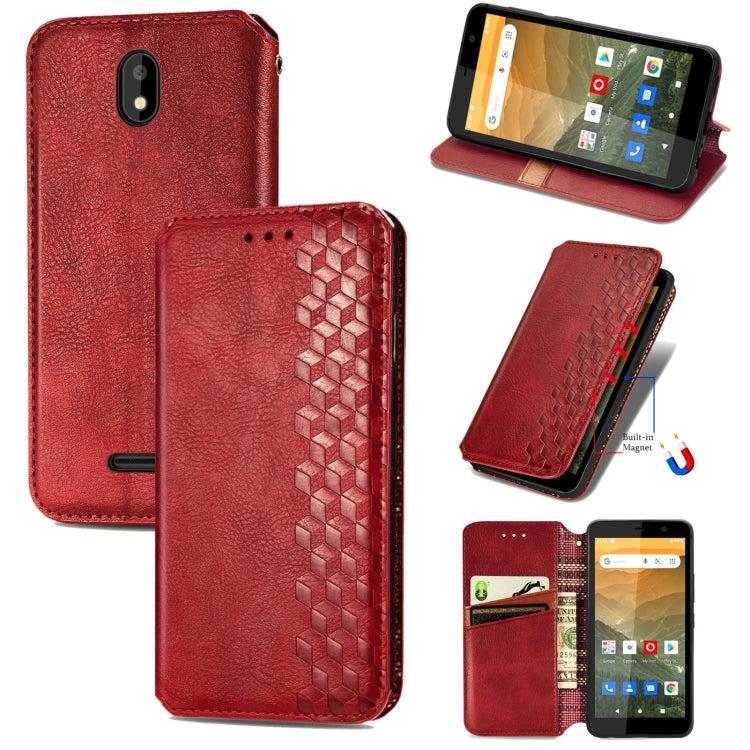 For Vodafone Smart E11 Cubic Grid Pressed Horizontal Flip Magnetic Leather Case with Holder & Card Slots & Wallet