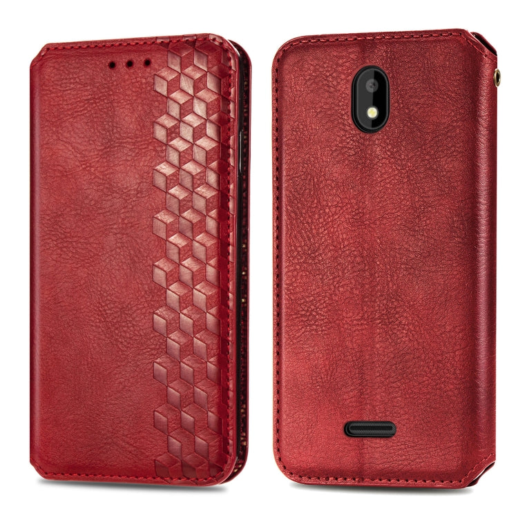 For Vodafone Smart E11 Cubic Grid Pressed Horizontal Flip Magnetic Leather Case with Holder & Card Slots & Wallet