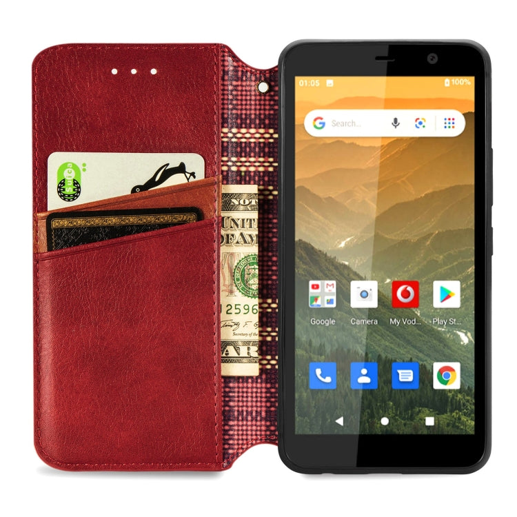 For Vodafone Smart E11 Cubic Grid Pressed Horizontal Flip Magnetic Leather Case with Holder & Card Slots & Wallet