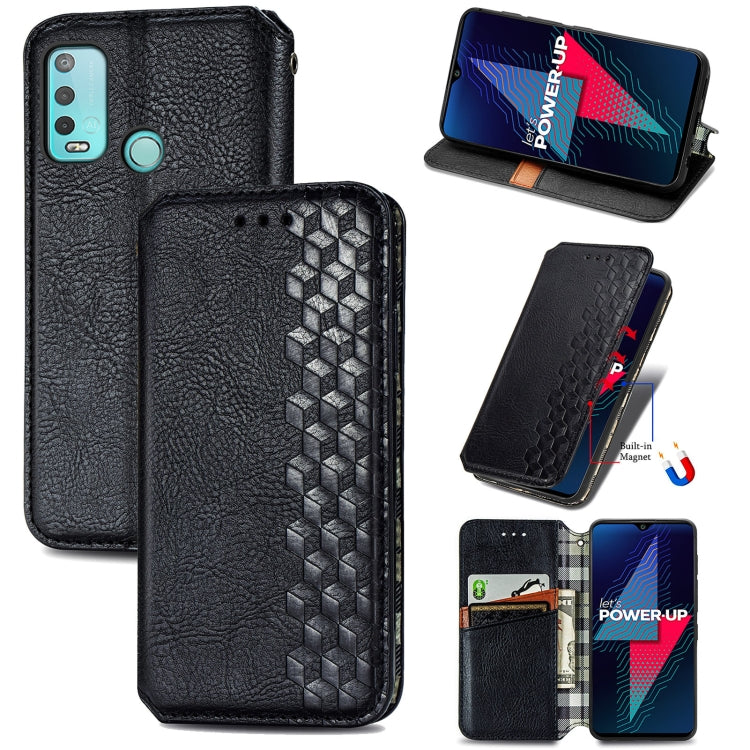For Wiko Power U30 Cubic Grid Pressed Horizontal Flip Magnetic Leather Case with Holder & Card Slots & Wallet