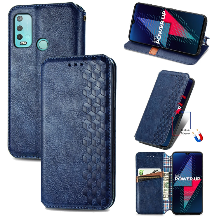 For Wiko Power U30 Cubic Grid Pressed Horizontal Flip Magnetic Leather Case with Holder & Card Slots & Wallet