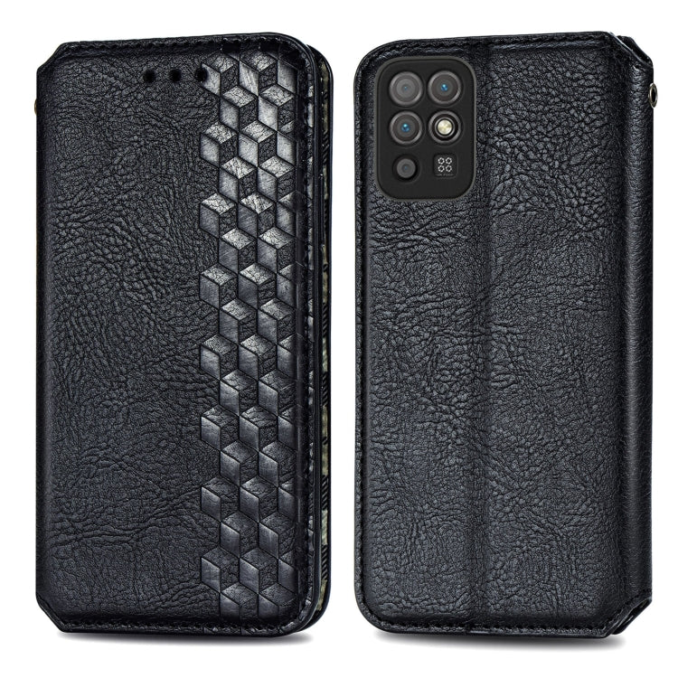 For Honor Play 5T Youth Cubic Grid Pressed Horizontal Flip Magnetic Leather Case with Holder & Card Slots & Wallet