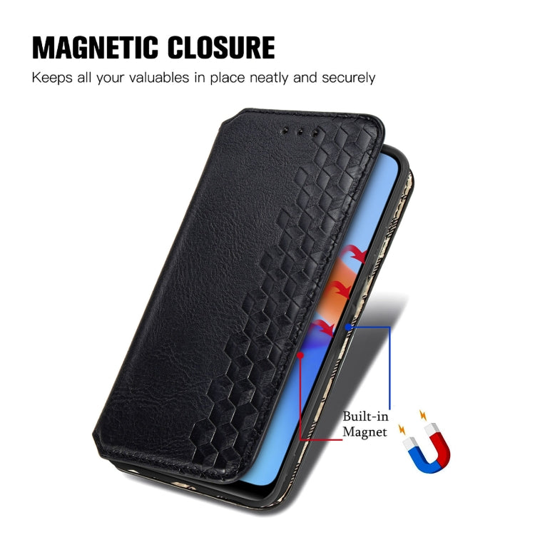 For Honor Play 5T Youth Cubic Grid Pressed Horizontal Flip Magnetic Leather Case with Holder & Card Slots & Wallet