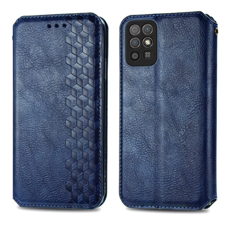 For Honor Play 5T Youth Cubic Grid Pressed Horizontal Flip Magnetic Leather Case with Holder & Card Slots & Wallet