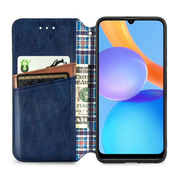 For Honor Play 5T Youth Cubic Grid Pressed Horizontal Flip Magnetic Leather Case with Holder & Card Slots & Wallet