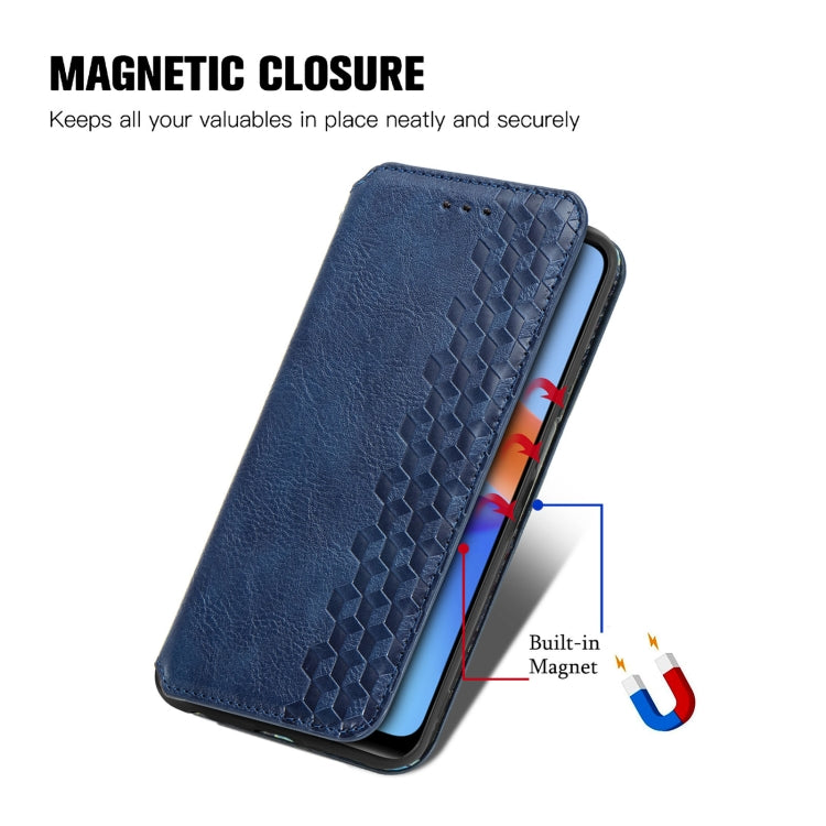 For Honor Play 5T Youth Cubic Grid Pressed Horizontal Flip Magnetic Leather Case with Holder & Card Slots & Wallet