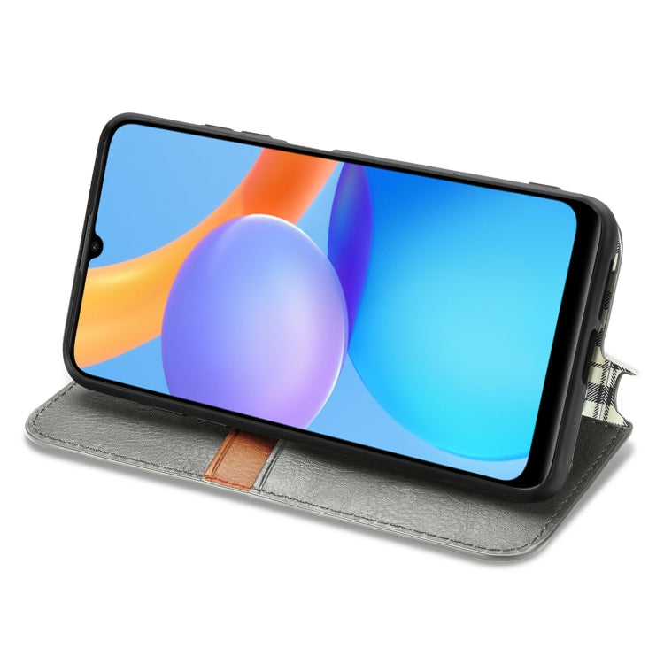 For Honor Play 5T Youth Cubic Grid Pressed Horizontal Flip Magnetic Leather Case with Holder & Card Slots & Wallet