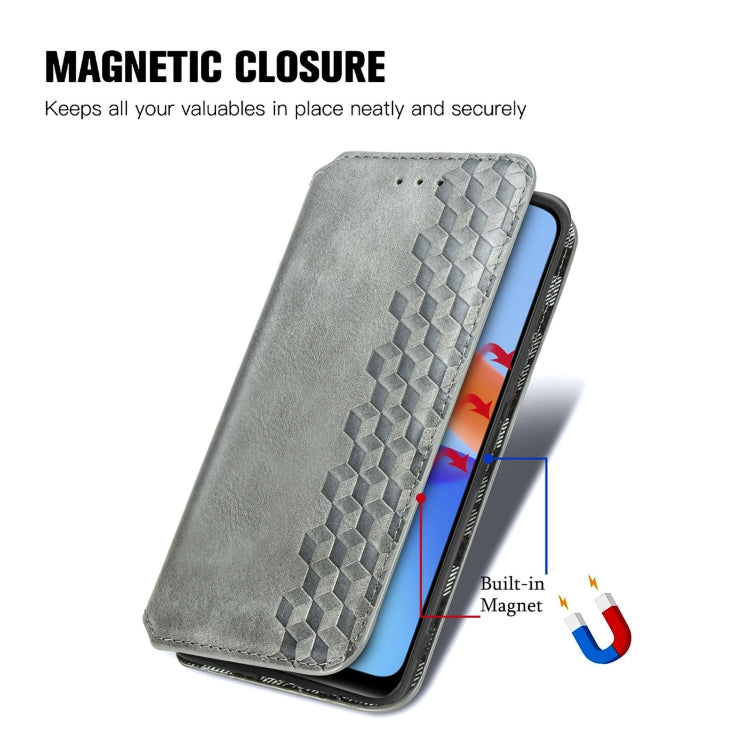 For Honor Play 5T Youth Cubic Grid Pressed Horizontal Flip Magnetic Leather Case with Holder & Card Slots & Wallet