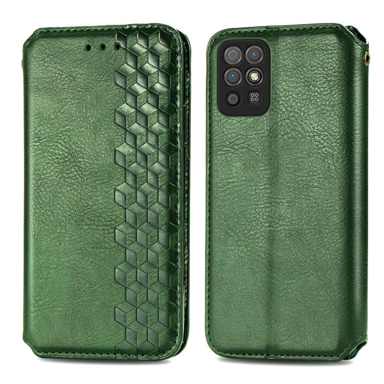 For Honor Play 5T Youth Cubic Grid Pressed Horizontal Flip Magnetic Leather Case with Holder & Card Slots & Wallet