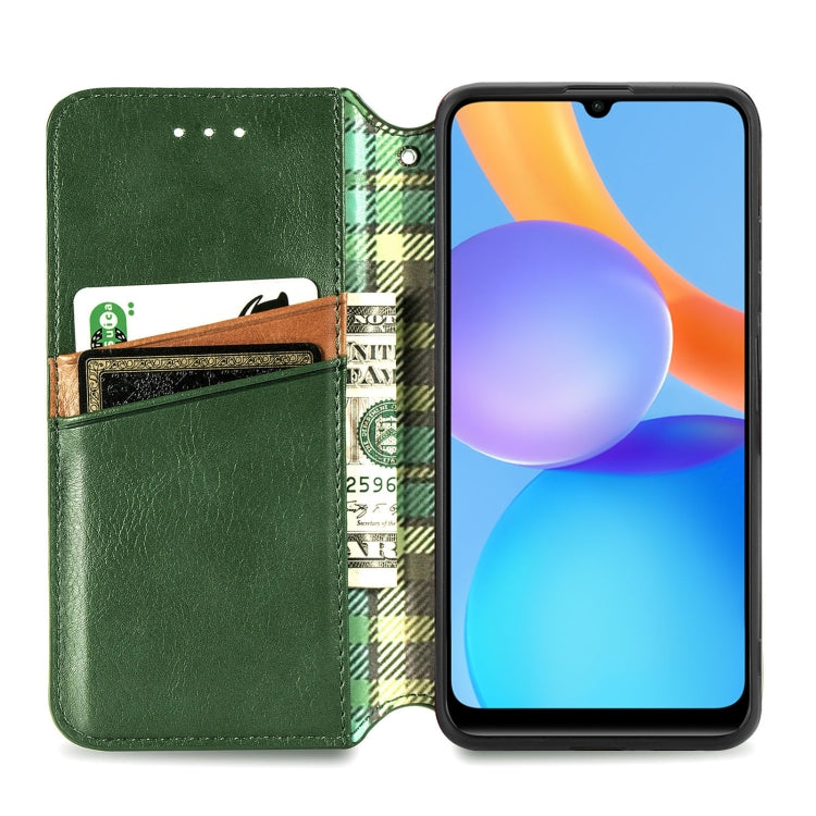For Honor Play 5T Youth Cubic Grid Pressed Horizontal Flip Magnetic Leather Case with Holder & Card Slots & Wallet