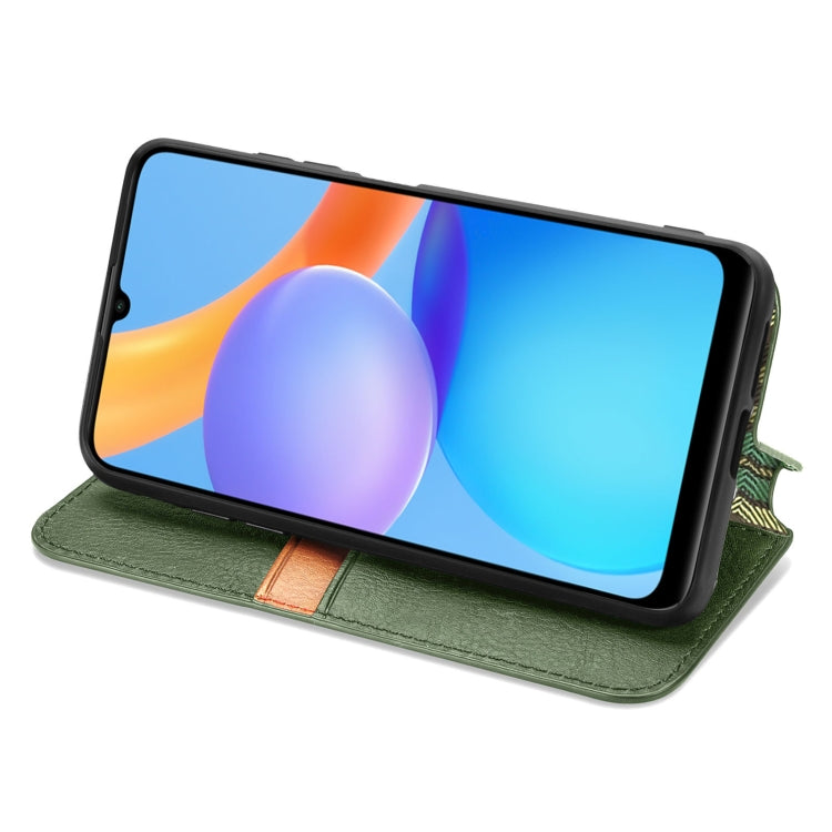 For Honor Play 5T Youth Cubic Grid Pressed Horizontal Flip Magnetic Leather Case with Holder & Card Slots & Wallet