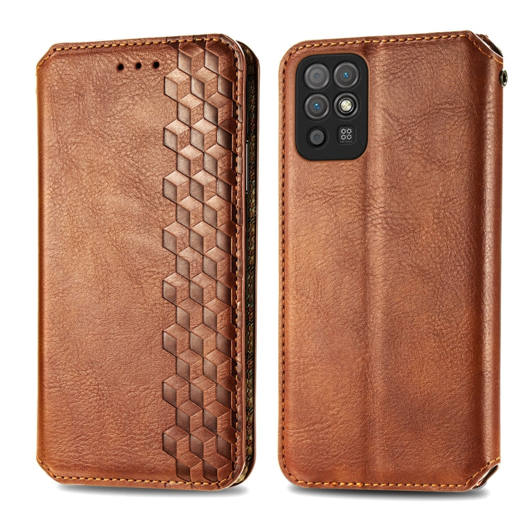 For Honor Play 5T Youth Cubic Grid Pressed Horizontal Flip Magnetic Leather Case with Holder & Card Slots & Wallet