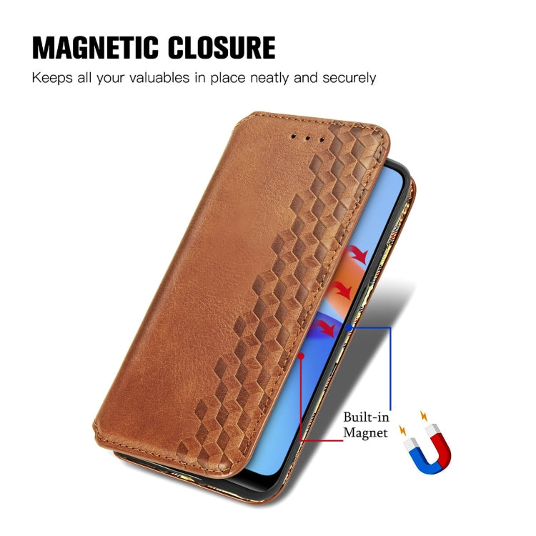 For Honor Play 5T Youth Cubic Grid Pressed Horizontal Flip Magnetic Leather Case with Holder & Card Slots & Wallet