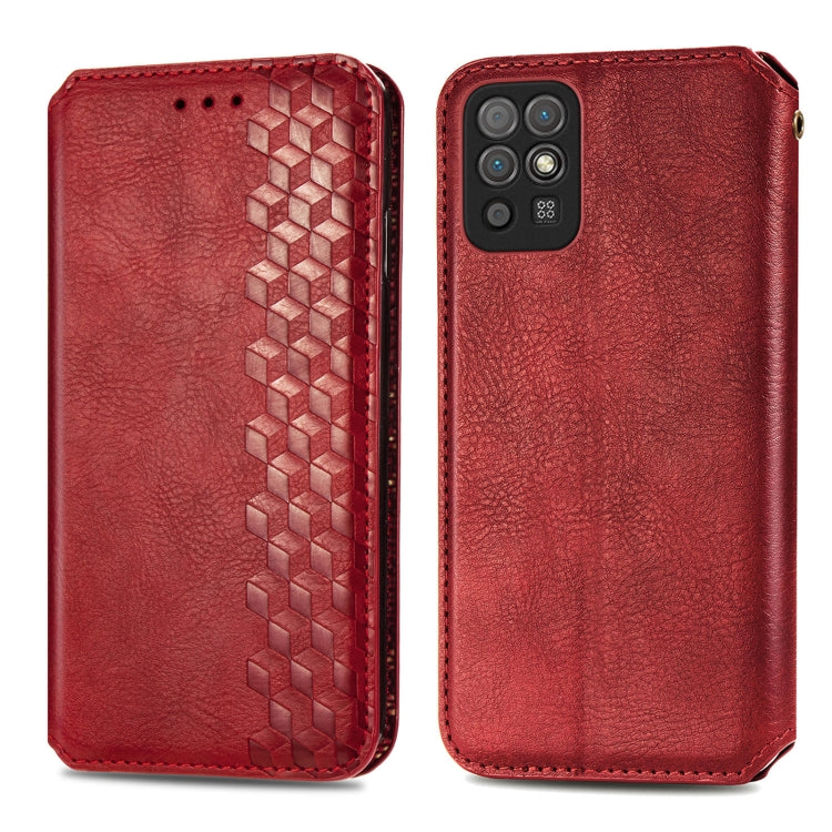 For Honor Play 5T Youth Cubic Grid Pressed Horizontal Flip Magnetic Leather Case with Holder & Card Slots & Wallet