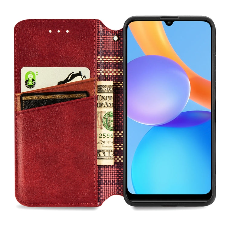 For Honor Play 5T Youth Cubic Grid Pressed Horizontal Flip Magnetic Leather Case with Holder & Card Slots & Wallet