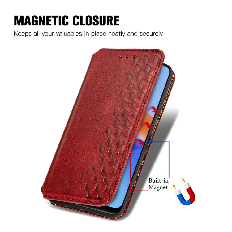 For Honor Play 5T Youth Cubic Grid Pressed Horizontal Flip Magnetic Leather Case with Holder & Card Slots & Wallet