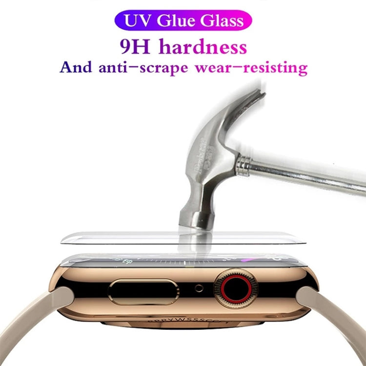 UV Liquid Curved Full Glue Full Screen Tempered Glass Film For Apple Watch Series 8 / 7 41mm