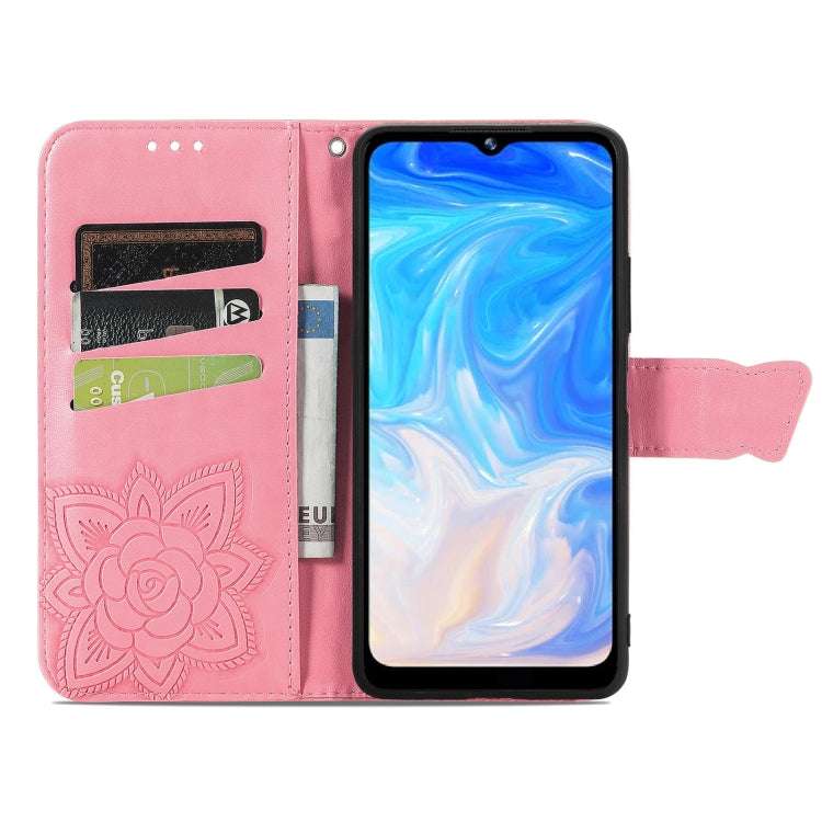 For DOOGEE N40 Pro Butterfly Love Flowers Embossed Horizontal Flip Leather Case with Holder & Card Slots & Wallet & Lanyard