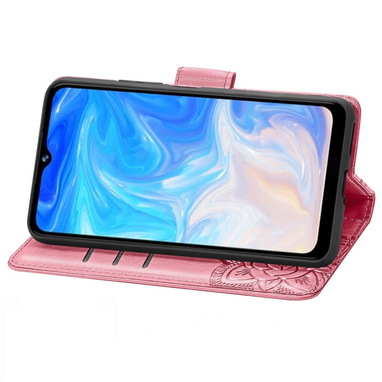 For DOOGEE N40 Pro Butterfly Love Flowers Embossed Horizontal Flip Leather Case with Holder & Card Slots & Wallet & Lanyard