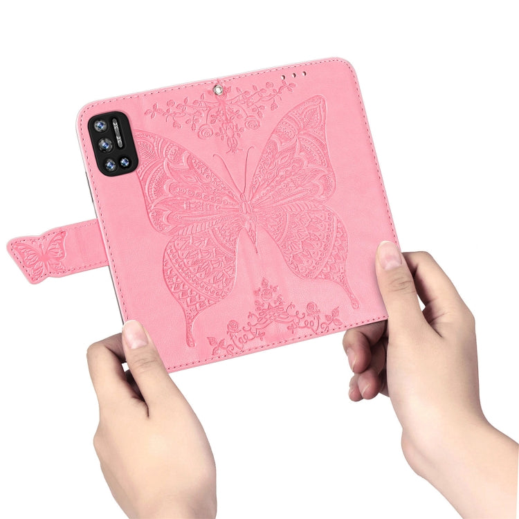 For DOOGEE N40 Pro Butterfly Love Flowers Embossed Horizontal Flip Leather Case with Holder & Card Slots & Wallet & Lanyard