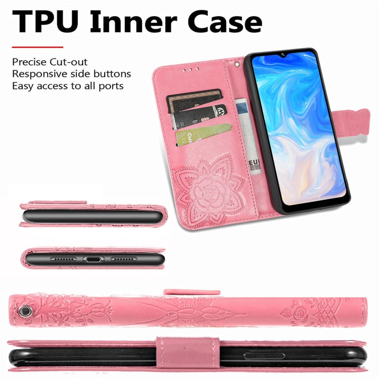 For DOOGEE N40 Pro Butterfly Love Flowers Embossed Horizontal Flip Leather Case with Holder & Card Slots & Wallet & Lanyard
