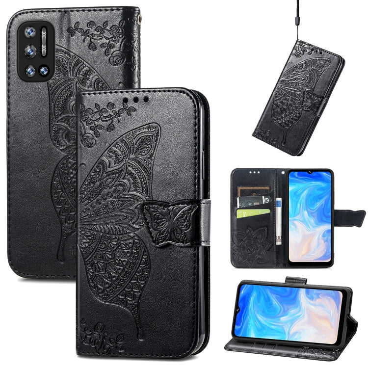 For DOOGEE N40 Pro Butterfly Love Flowers Embossed Horizontal Flip Leather Case with Holder & Card Slots & Wallet & Lanyard