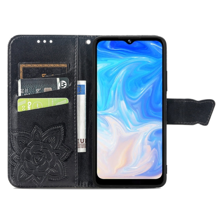 For DOOGEE N40 Pro Butterfly Love Flowers Embossed Horizontal Flip Leather Case with Holder & Card Slots & Wallet & Lanyard
