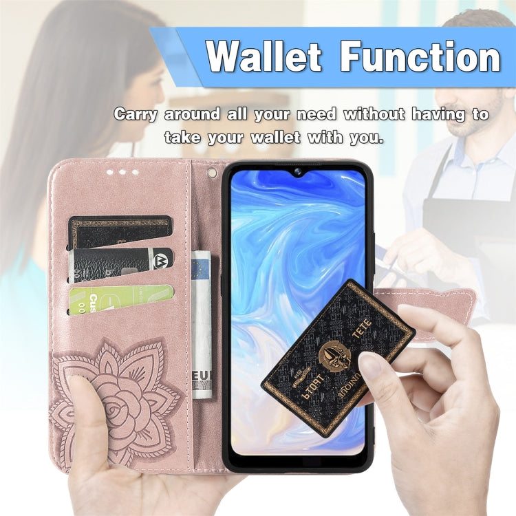 For DOOGEE N40 Pro Butterfly Love Flowers Embossed Horizontal Flip Leather Case with Holder & Card Slots & Wallet & Lanyard