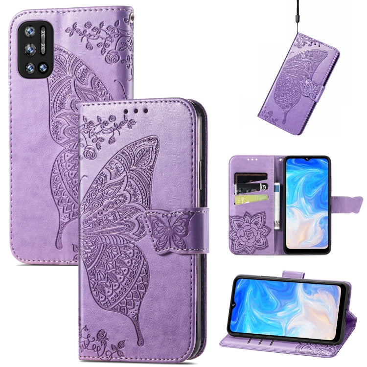For DOOGEE N40 Pro Butterfly Love Flowers Embossed Horizontal Flip Leather Case with Holder & Card Slots & Wallet & Lanyard