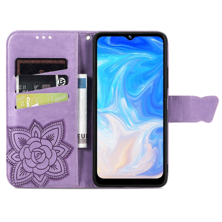 For DOOGEE N40 Pro Butterfly Love Flowers Embossed Horizontal Flip Leather Case with Holder & Card Slots & Wallet & Lanyard