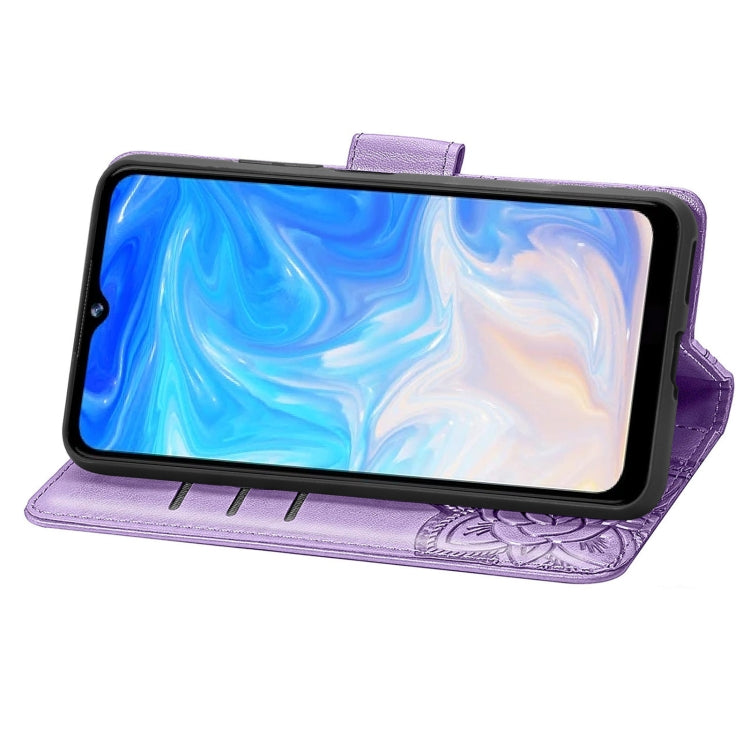 For DOOGEE N40 Pro Butterfly Love Flowers Embossed Horizontal Flip Leather Case with Holder & Card Slots & Wallet & Lanyard